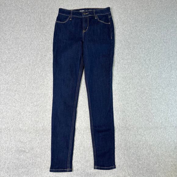 Old Navy Jeans Dark Blue Womens Size 0 High Rise Super Skinny Denim Slimming Fit - Picture 1 of 7